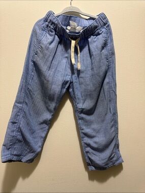 H&M Kids Light Blue Drawstring Linen-Blend Pants